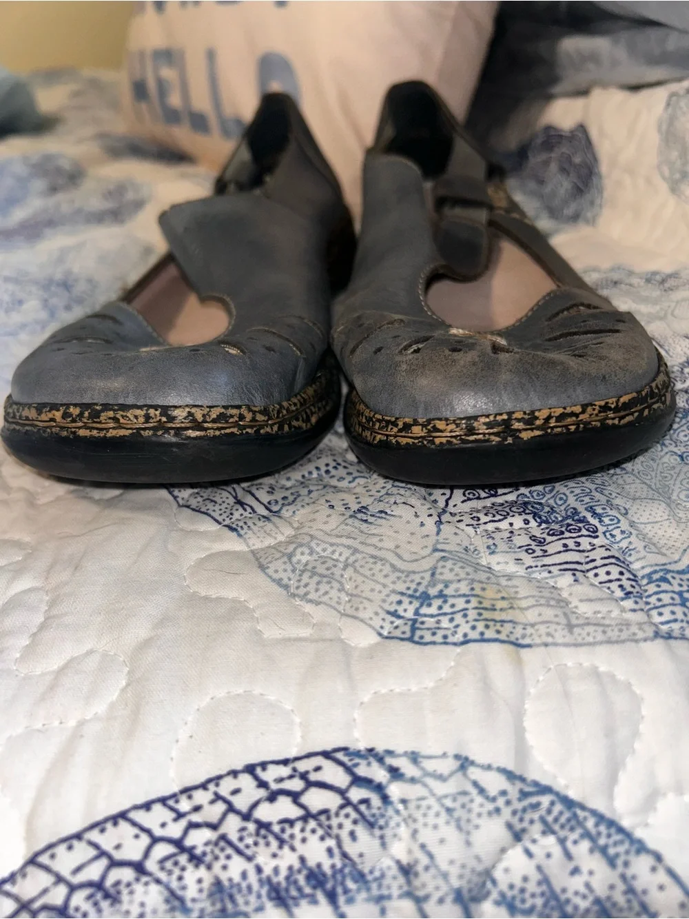 Rieker Blue Leather Cutout Comfort Flats